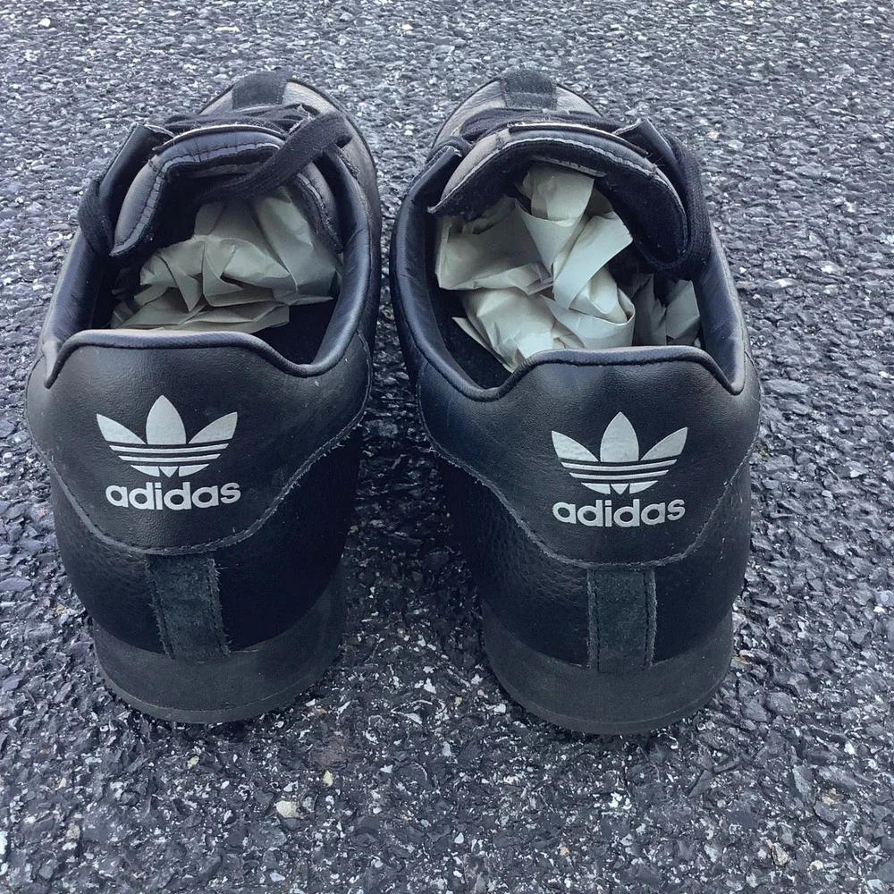 Adidas Samoa Mens Shoes Triple Black Leather Sneakers G22596 Size 13